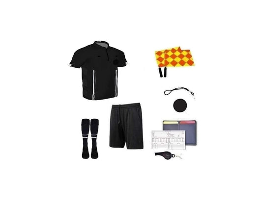 9 Pcs Football Soccer Referee Package Kit Men Referee Costume Ref Shirt Linesman Flags, Referee Whistle Soccer Referee Cards Sport Soccer Accessory for Adult Teenager