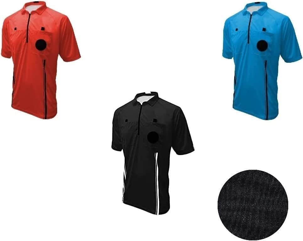 3 Pc Pro Soccer Referee Jerseys Set Red Blue Black 1 Patch