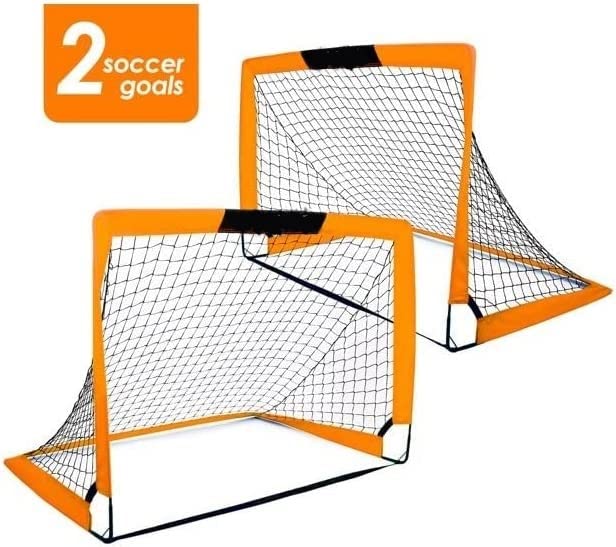 Soccer Goal Set of 2 Size 4'x3' Portable Foldable Soccer Nets Carry Bag for Games and Training for Backyard for Kids and Teens