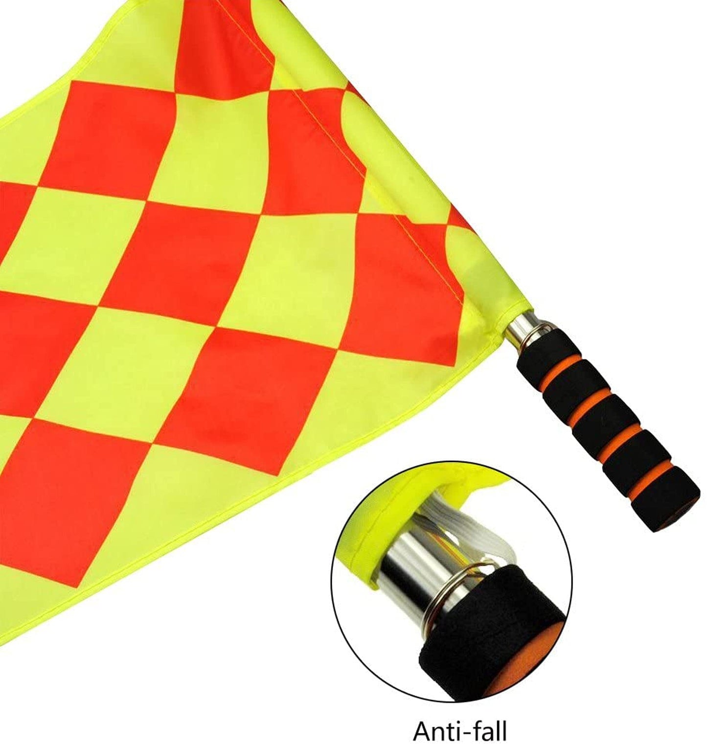 Soccer Ref Diamond Flags Football Rugby Linesman 2 pcs Checkered Referee Flags Metal Pole Foam Handle with Caring Bag