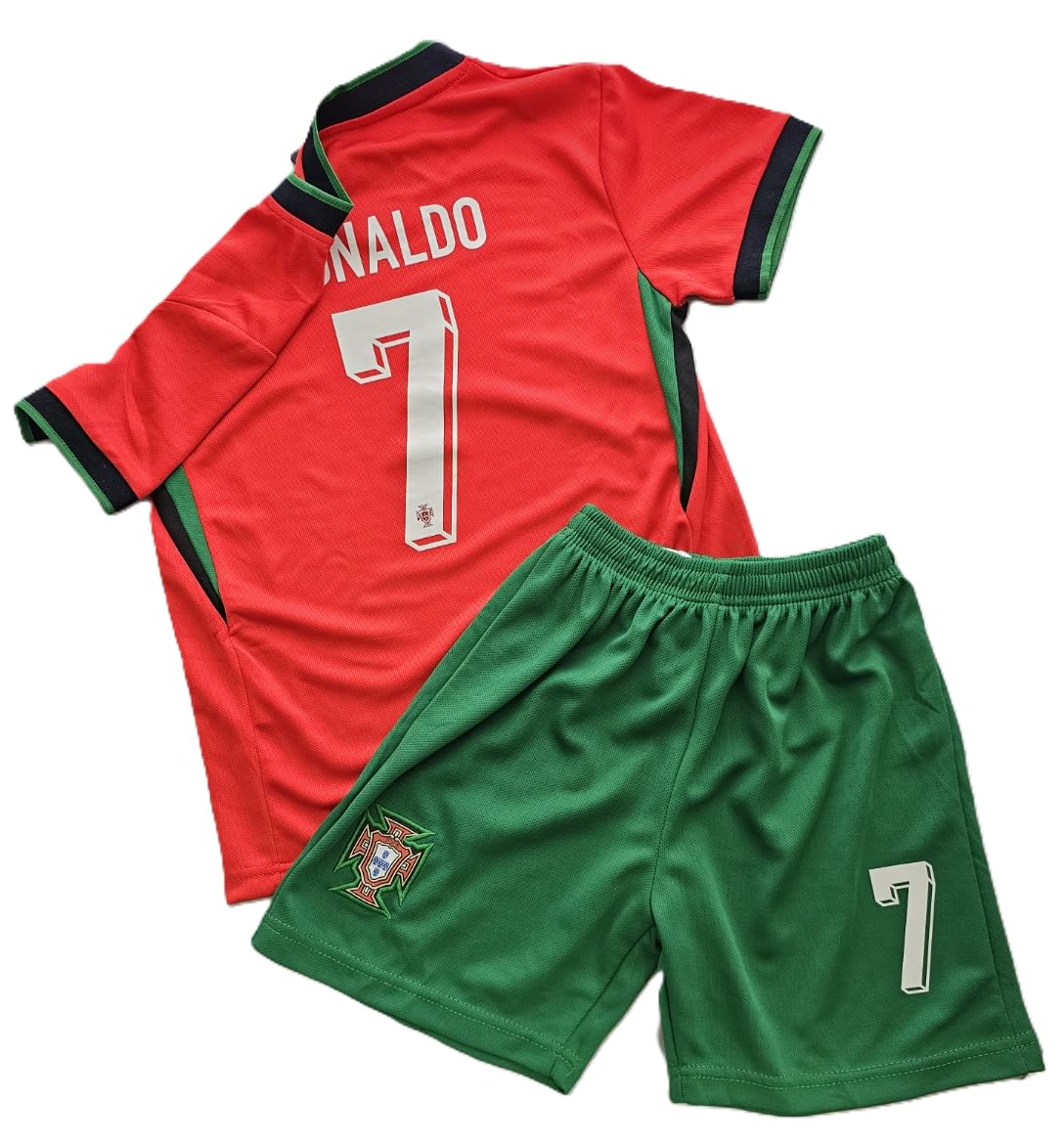 NEW 2024 Youth Soccer Fan Jersey Portugal No 7 Sports Jersey Shirt Free Shorts