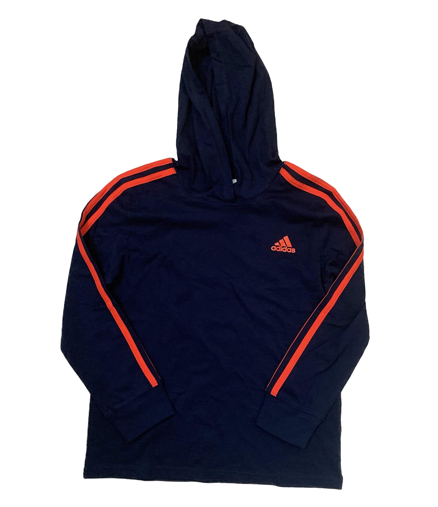 adidas Little Boy's 3 Stripe Long Sleeve Hooded Shirt (Navy, Small(8))
