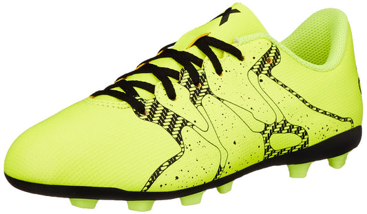 adidas Performance X 15.4 FG J Soccer Shoe (Little Kid/Big Kid), Solar Yellow/Solar Yellow/Black, 2 M US Little Kid