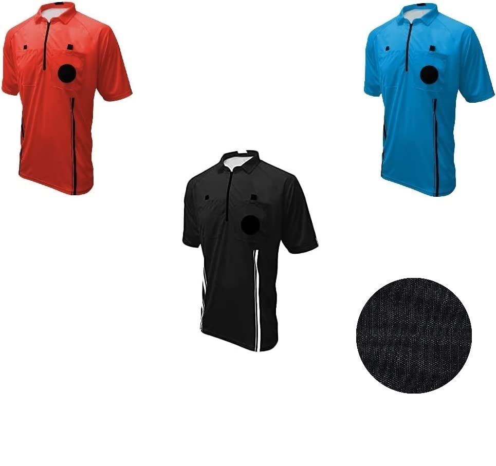 3 Pc Pro Soccer Referee Jerseys Set Red Blue Black 1 Patch