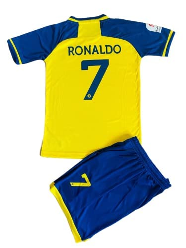 1 Stop Soccer Ronaldo CR7 Jersey Kids Uniform AL NASSR Fc Saudi Arabia 4-5 Years Old (as1, Numeric, Numeric_4, Numeric_5, Regular) Multi