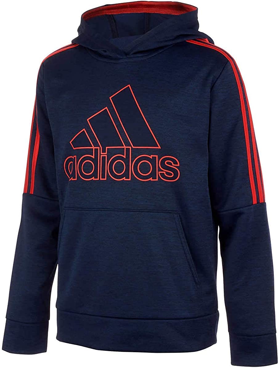 adidas Boys' Active Sport Athletic Pullover Hooded Sweatshirt (Dark Navy Blue, Medium)