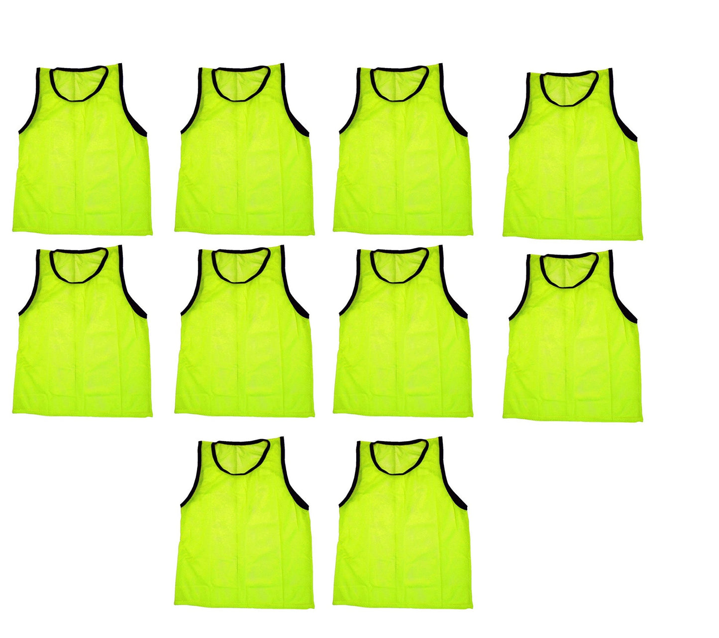 10 Team Scrimmage Vests Pinnies Soccer Available in Yellow Green & Blue