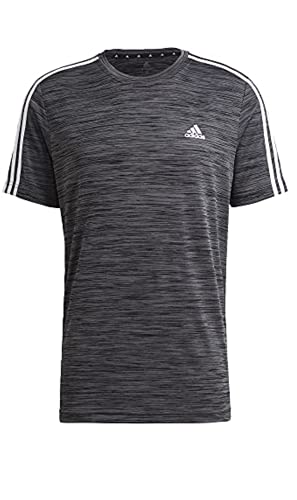 adidas Men's 3 Stripe Tech Tee Moisture Wicking Fabric Relaxed Fit