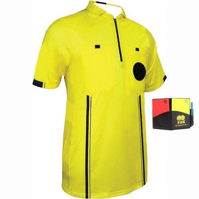 1 Stop Soccer New Men's Soccer Pro Referee Jersey Yellow Free Wallet