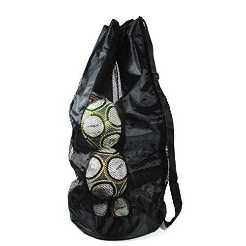 1 Stop Soccer Ball Bag Large Capacity (Holds up to 16 Soccer Balls) Heavy Duty Mesh Drawstring with Adjustable Shoulder Strap and Thick Handle
