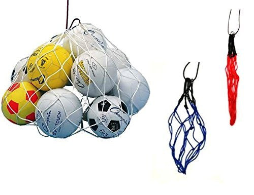 Coaches Large Net style Balls Bag Fit 8 to 10 Balls 24 inch  X 40 inch  Red / Black