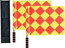 Stopwatch Soccer Referee Flag Checkered Linesman Flags Set with Case Metal Pole Foam Handle Water Proof Red Yellow Cards with Notebook and Pencil Coach Whistles with Lanyard