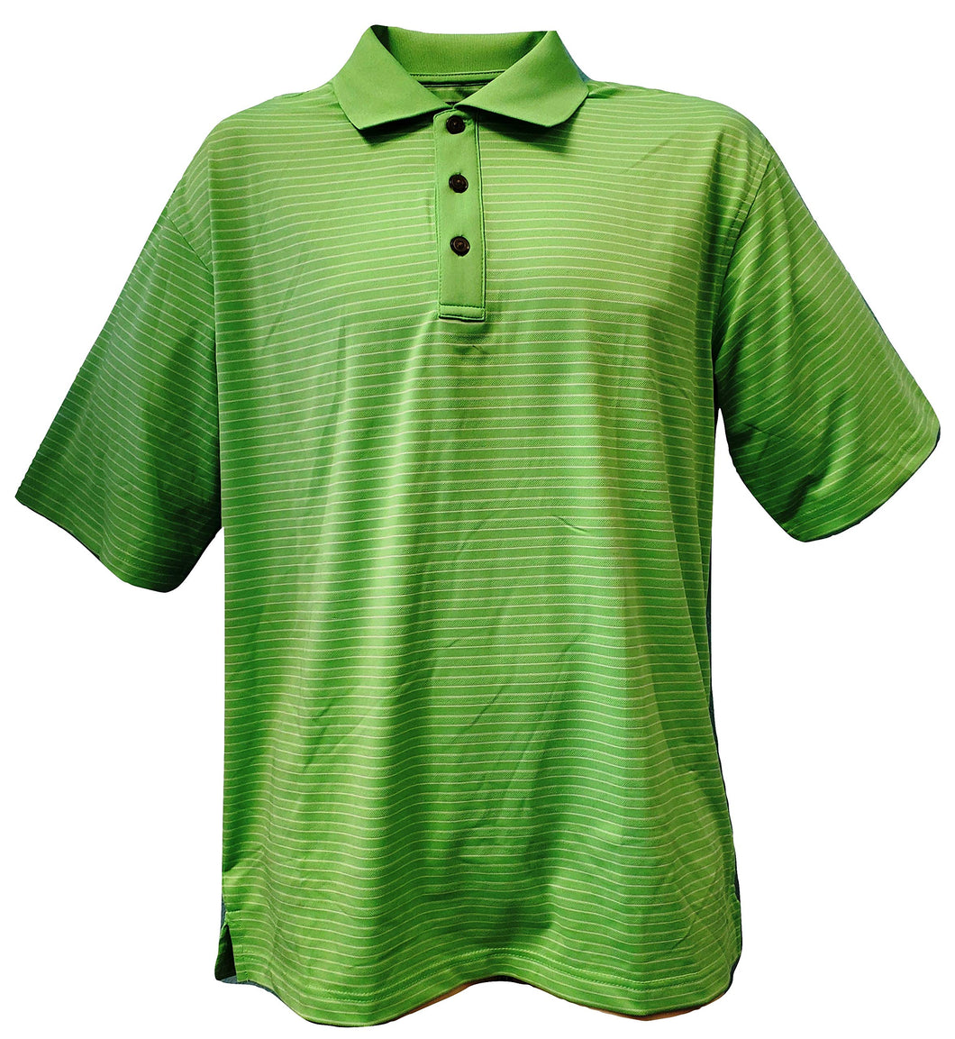 Mens Pin Stripe Polo Shirt (Green, Medium)